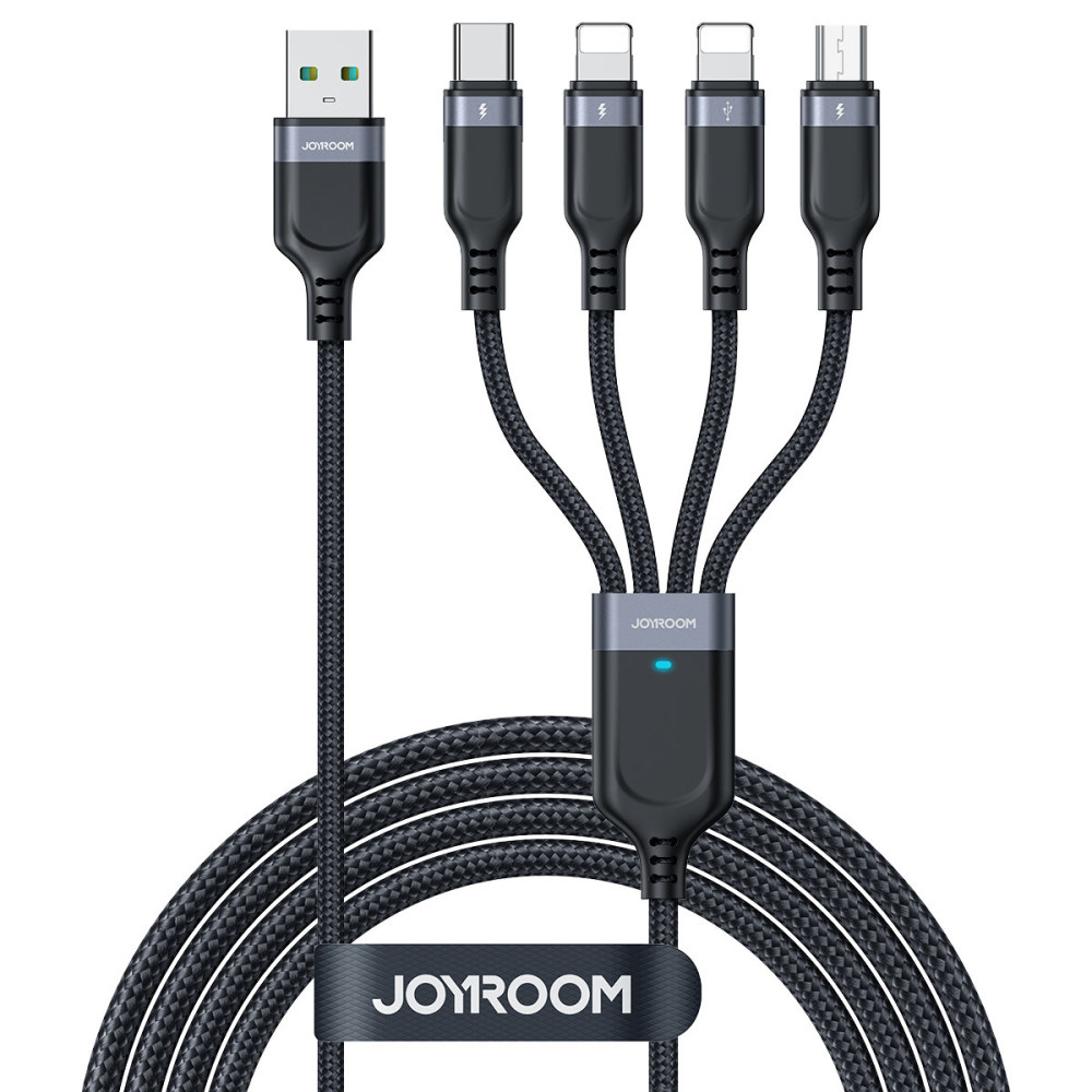 4N1 Kábel USB-A kábel - USB-C 2X iPhone Lightning MicrOUSB 1.2m Čierna