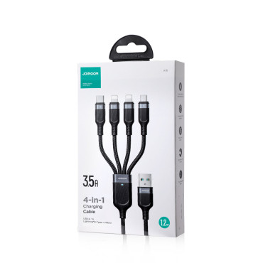 4N1 Kábel USB-A kábel - USB-C 2X iPhone Lightning MicrOUSB 1.2m Čierna