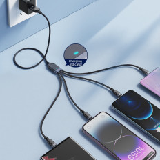 4in1 kabel USB-kabel - USB-C2x iPhone Lightning Microusb 1.2m Črna