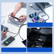 4in1 kabel USB-kabel - USB-C2x iPhone Lightning Microusb 1.2m Črna