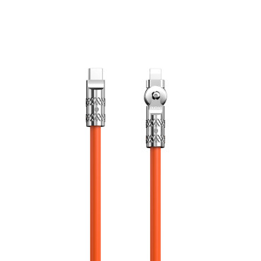 Silný uhlový kábel pre iPhone USB-C - Lightning 30W 1M Rotácia 180 Orange