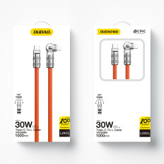 Silný uhlový kábel pre iPhone USB-C - Lightning 30W 1M Rotácia 180 Orange