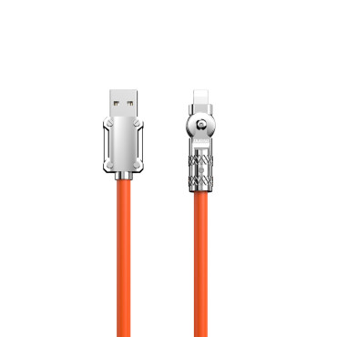 Sterk vinkelkabel for iPhone USB-A - Lyn 30W 1M rotasjon 180 oransje