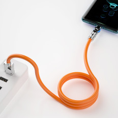Sterk vinkelkabel for iPhone USB-A - Lyn 30W 1M rotasjon 180 oransje