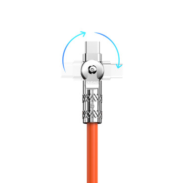 Sterk vinkelkabel for iPhone USB-A - Lyn 30W 1M rotasjon 180 oransje
