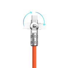Sterk vinkelkabel for iPhone USB-A - Lyn 30W 1M rotasjon 180 oransje