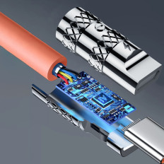 Starkes Winkelkabel für iPhone USB-A - Blitz 30W 1M Rotation 180 Orange