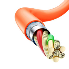 Cable de ángulo fuerte para iPhone USB-A - Rayo 30W 1M Rotación 180 Naranja