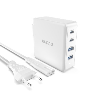 Snabb och stark GAN 2x USB-C 2x USB 100W vit nätverksladdare
