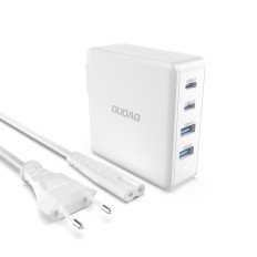 Gyors és erős GAN 2x USB-C 2X USB 100W fehér hálózati töltő