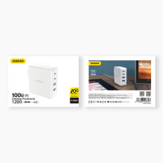 Snabb och stark GAN 2x USB-C 2x USB 100W vit nätverksladdare