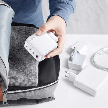 Rask laster Gan 3x USB-C USB 100W PPS PD Power Delivery White