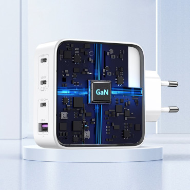 Snabb lastare GAN 3x USB-C USB 100W PPS PD POWER LEVERING VIT
