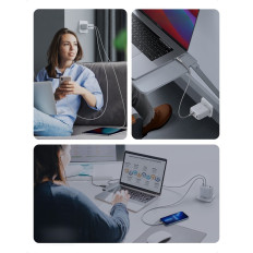 Brzo utovarivač GAN 3X USB-C USB 100W PPS PD PD Power Dostava bijela