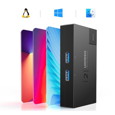 Commutateur USB 3.0 commutateur à deux sens en deux ordinateurs noirs