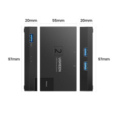 Prepínač USB 3.0 prepnite obojsmernú cestu do dvoch čiernych počítačov