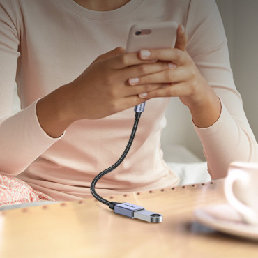 Adaptera adapteris ar USB kabeļu kabeli USB-C OTG 15cm melnā krāsā