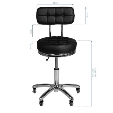 Cosmetic stool AM-877 fekete — elölnézet