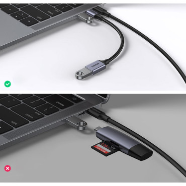 Adapter adapter z kablom USB na USB-C OTG 15cm črna
