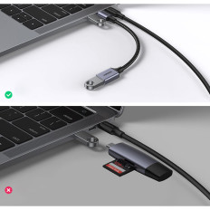 Adaptera adapteris ar USB kabeļu kabeli USB-C OTG 15cm melnā krāsā