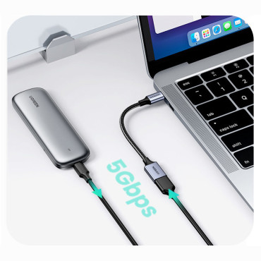 Adapter adapter z kablom USB na USB-C OTG 15cm črna