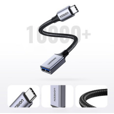 Adaptera adapteris ar USB kabeļu kabeli USB-C OTG 15cm melnā krāsā