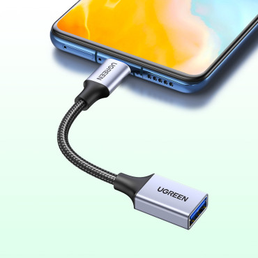 Adaptera adapteris ar USB kabeļu kabeli USB-C OTG 15cm melnā krāsā