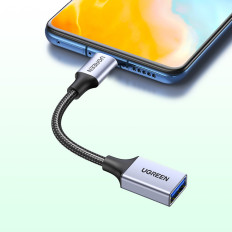 Adaptera adapteris ar USB kabeļu kabeli USB-C OTG 15cm melnā krāsā