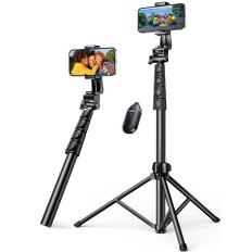 Selfie Stick s stojalom in Bluetooth Daljinski upravljalnik za dolge selfie palice 1.8m Črna
