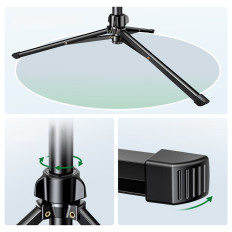 Selfie Stick con un soporte y un control remoto Bluetooth para un palito de selfie largo 1.8m negro