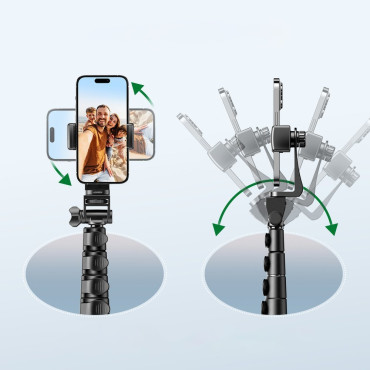 Selfie Stick s stojalom in Bluetooth Daljinski upravljalnik za dolge selfie palice 1.8m Črna