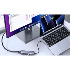 5W1 Multifunktionelt HUB USB-C 3X USB-A HDMI 4K PD 100W GRAY