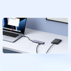 5W1 multifunktionell nav USB-C 3x USB-A HDMI 4K PD 100W GRAY