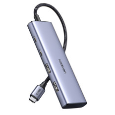 HUB USB-C portadapter - 2x USB-A 2X USB-C 20cm grå