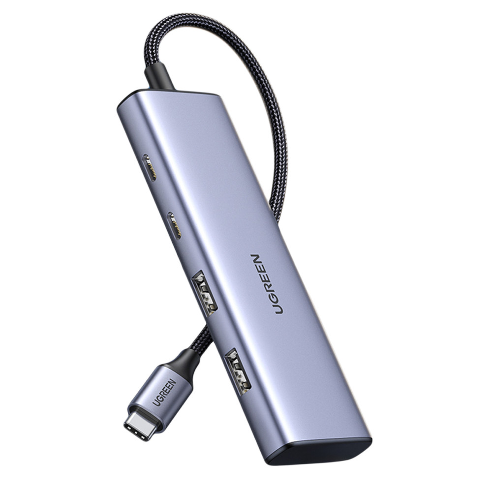 HUB USB-C-Anschlussadapter - 2x USB-A 2x USB-C 20cm grau