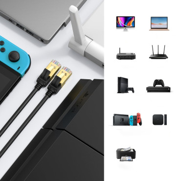 Patchcord STP RJ45 CAT sieťový kábel 7 5m čierny