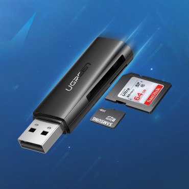 Lector de tarjetas de memoria SD TF para USB 3.0 negro