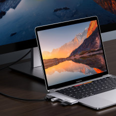 Hub MacBook AIR PRO 2X USB-C HDMI 2X USB 3.0 SD TF PD GREY