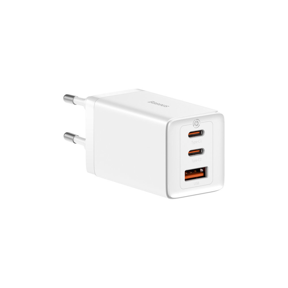 Nopea GAN 2x USB-C USB 65W Network Charger + USB-C Valkoinen kaapeli