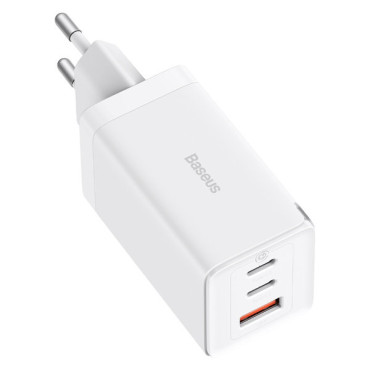 Snabb GAN 2X USB-C USB 65W Nätverksladdare + USB-C Vitkabel