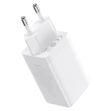 Snabb GAN 2X USB-C USB 65W Nätverksladdare + USB-C Vitkabel
