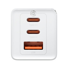 Snabb GAN 2X USB-C USB 65W Nätverksladdare + USB-C Vitkabel