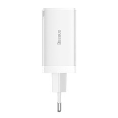 Snabb GAN 2X USB-C USB 65W Nätverksladdare + USB-C Vitkabel