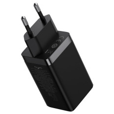 Greitas 2x USB-C USB 65W + tinklo įkroviklis + juoda USB-C kabelis