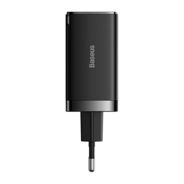 Greitas 2x USB-C USB 65W + tinklo įkroviklis + juoda USB-C kabelis