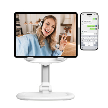 Nastaviteľný stojan na tablete a telefónnej sérii Biela