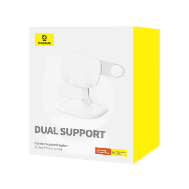 Adjustable stand on tablet and telephone Seashell Series white