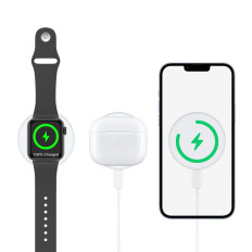 Induktionslastare för iPhone Magsafe med ett 15W vitt handtag