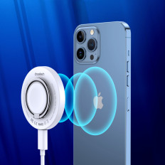 Induktionslastare för iPhone Magsafe med ett 15W vitt handtag