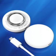 Induktionslastare för iPhone Magsafe med ett 15W vitt handtag